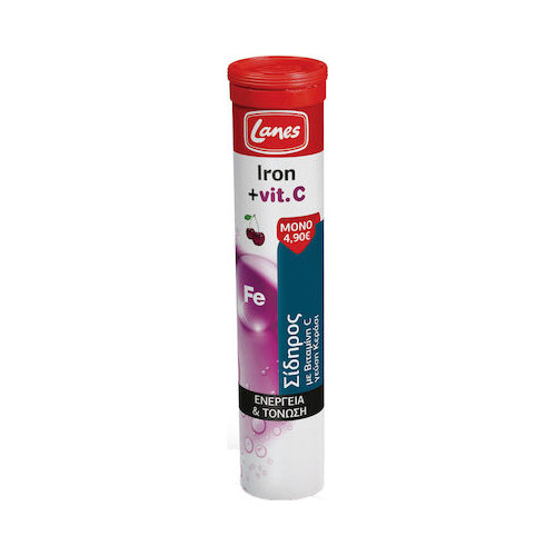 5201314060543 Lanes Iron + Vitamin C Κεράσι 20 αναβράζοντα δισκία - Image 1